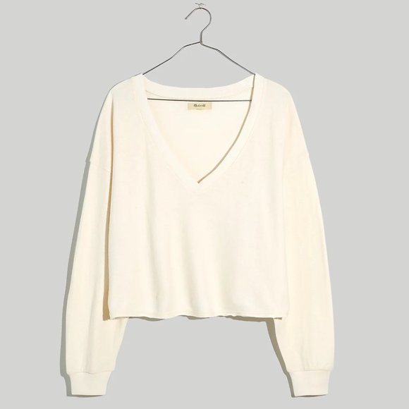 Madewell Double-Face V-Neck Long-Sleeve Tee Size L - Picture 1 of 7
